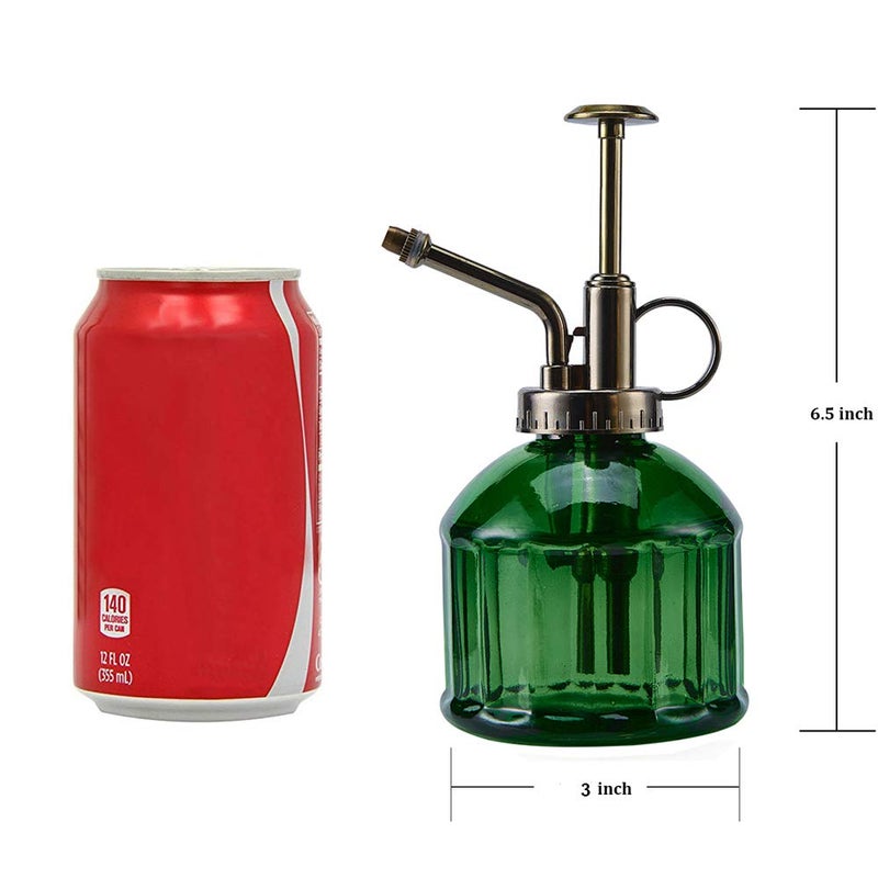 Ebristar Glass Plant Mister Spray Bottle, Vintage Plant Spritzer Sprayer Mister, Succulent Watering Bottle with Top Pump, Small Glass Watering Can for Indoor Outdoor Houseplant - Dark Green - Image 2